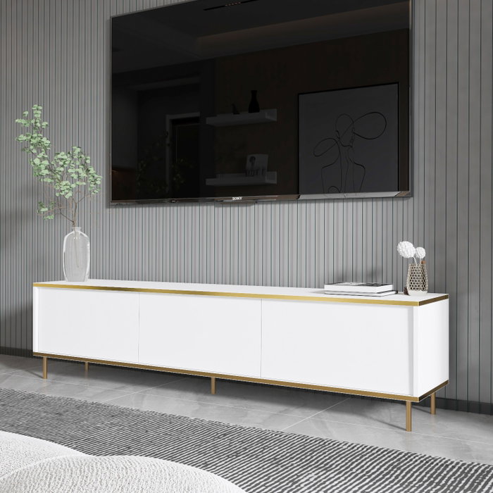 Hanah Home Soporte para TV Blanco y Dorado